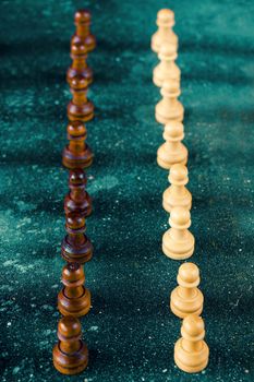 Checkmate and chess Pawn figures close-up, boardgame