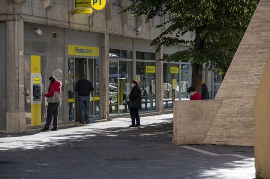 terni,italy october 21 2020:line in front of a post office