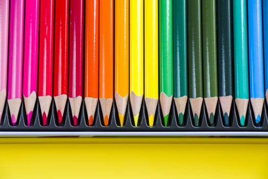 Colorful multicolored pencils for drawing and painting, color variations