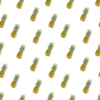 Pineapple Seamless pattern. Tropical abstract pattern. ripe pineapples with shadow on the white background.
