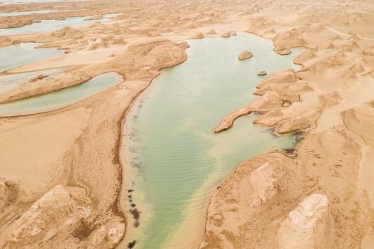 Wind erosion terrain landscape, yardang landform. Photo in Qinghai, China.