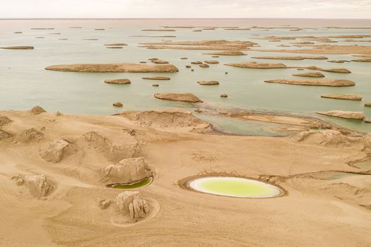 Wind erosion terrain landscape, yardang landform. Photo in Qinghai, China.