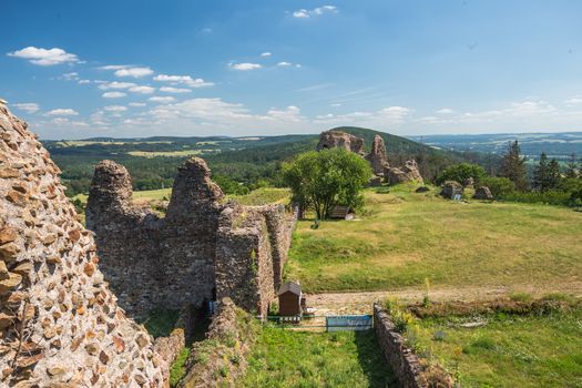 Ruins of gothic medieval castle Lichnice, Iron Mountains, Pardubice region, Czech republic