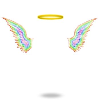 Angels wings and halo. 3D rendering