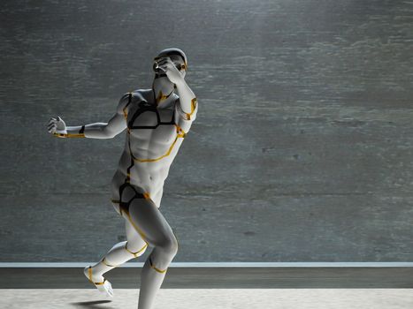 Figure of man in motion. 3D rendering
