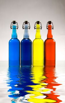 Colorful bottles. Modern art. 3D rendering