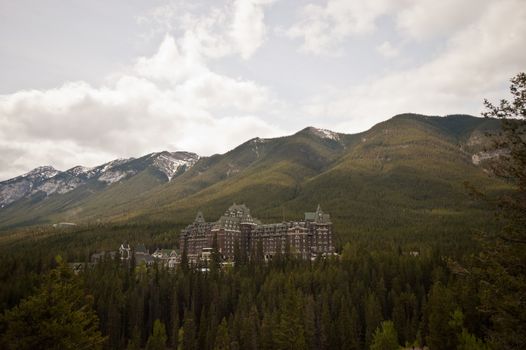 luxery hotel and snow mountain