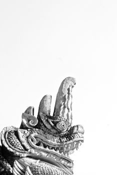 Sculpture of Naga Thai dragon head isolated on white background