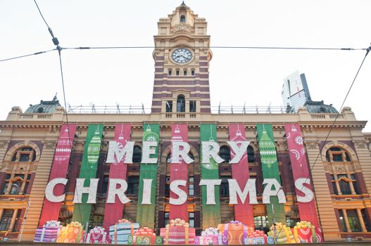 Christmas greeting from Flinders St. Train station in Melbourne Australia