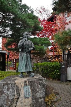 Japanese Samurai ancient warrior in heritage village in Autumn Kansai province