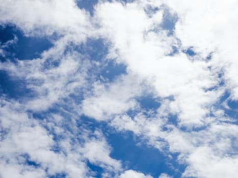 Background of white clouds floating in the blue sky.