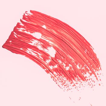 Red brush stroke or makeup smudge closeup, beauty cosmetics and lipstick textures