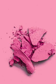 Pink eye shadow powder as makeup palette closeup, crushed cosmetics and beauty textures