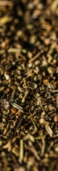 Provencal spices mix closeup on luxury stone background as flat lay, dry food spices and recipe ingredients