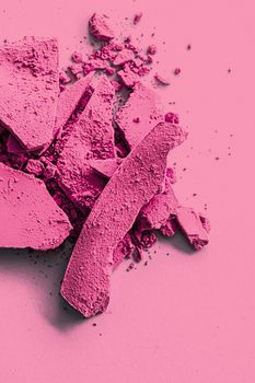 Pink eye shadow powder as makeup palette closeup, crushed cosmetics and beauty textures