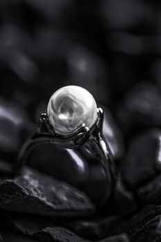 Pearl ring closeup, jewelry and accessory brands