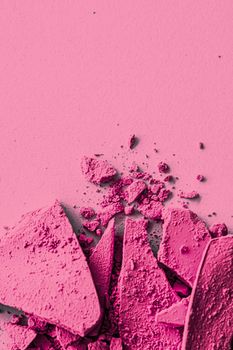 Pink eye shadow powder as makeup palette closeup, crushed cosmetics and beauty textures