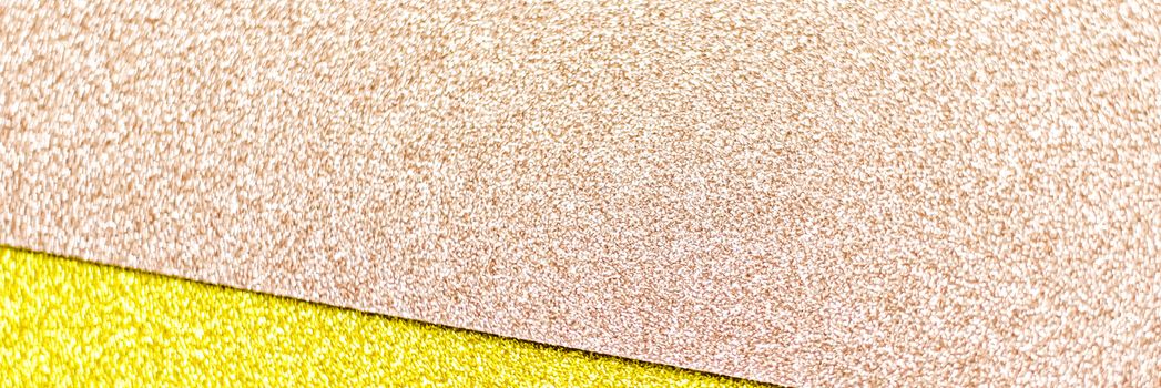 Blush pink and yellow shiny glitter paper background, abstract and holiday backdrops