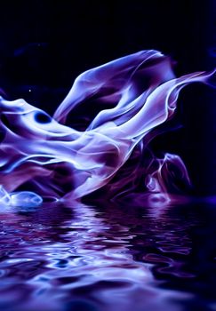 Abstract purple smoke in water as minimal background, magical backdrop and flow design