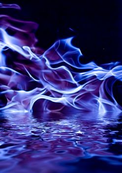 Abstract purple smoke in water as minimal background, magical backdrop and flow design