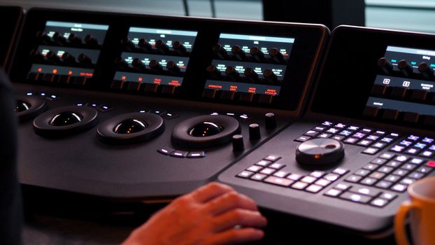 Telecine controller machine for editing or adjusting color on digital video movie or film in the post production stage. 