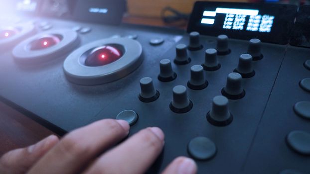 Color grading adjusting controller equipment for editing film or movie colortone in telecine lab post production stage.