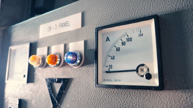 Voltmeter and ammeter electric machine and analog technology equipment measurement for power energy test.