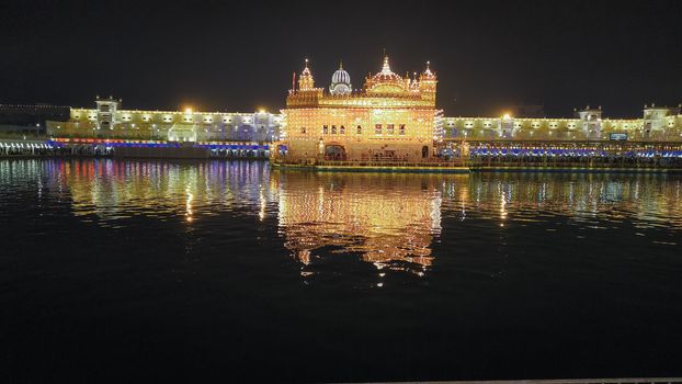 The Golden Temple or Harmandir Sahib or Darbar Sahib Gurdwara, the religious preeminent holy spiritual pilgrimage site of Sikhism. Amritsar, Punjab, India. South Asia Pacific October 2020.