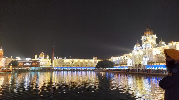 The Golden Temple or Harmandir Sahib or Darbar Sahib Gurdwara, the religious preeminent holy spiritual pilgrimage site of Sikhism. Amritsar, Punjab, India. South Asia Pacific October 2020.