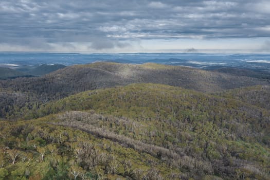 Aerial view from Mount Canobolas in the New South Wales regional town of Orange in Australia