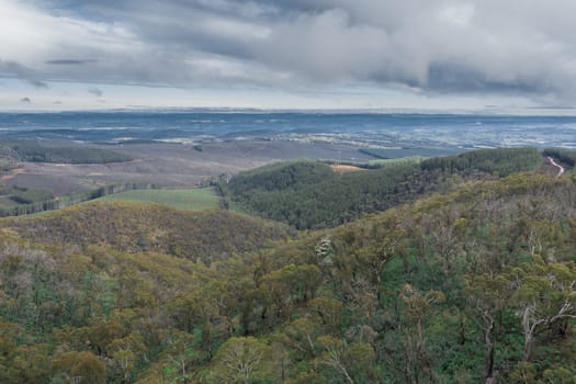 Aerial view from Mount Canobolas in the New South Wales regional town of Orange in Australia