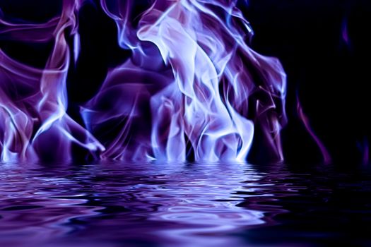 Abstract purple smoke in water as minimal background, magical backdrop and flow design