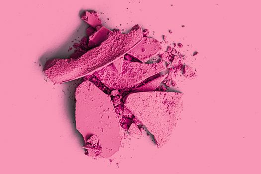 Pink eye shadow powder as makeup palette closeup, crushed cosmetics and beauty textures