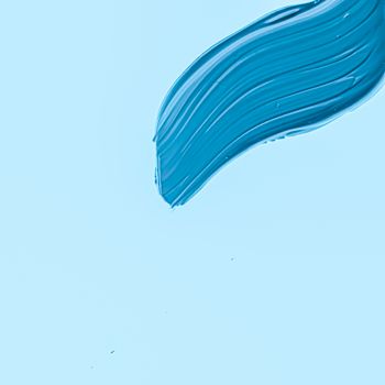 Blue brush stroke or makeup smudge closeup, beauty cosmetics and lipstick textures