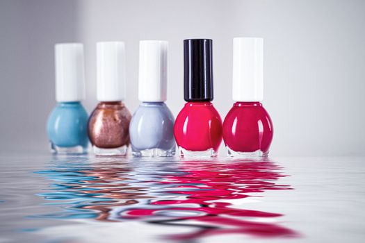 Nail polish bottles for manicure and pedicure, beauty and cosmetic products