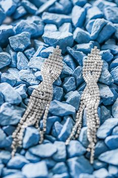 Luxury diamond earrings closeup, jewelry and fashion brands