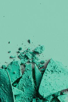 Mint eye shadow powder as makeup palette closeup, crushed cosmetics and beauty textures