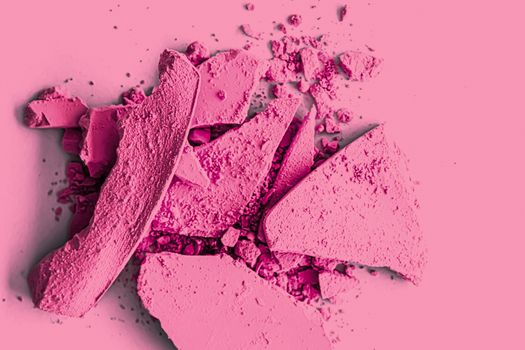 Pink eye shadow powder as makeup palette closeup, crushed cosmetics and beauty textures