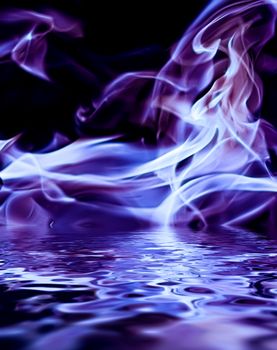 Abstract purple smoke in water as minimal background, magical backdrop and flow design