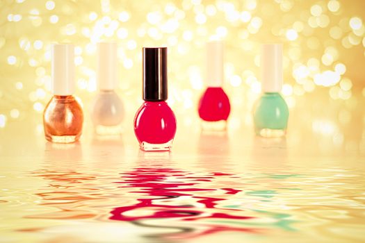 Nail polish bottles for manicure and pedicure, beauty and cosmetic products