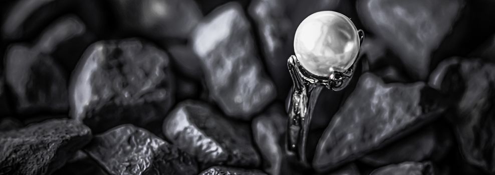 Pearl ring closeup, jewelry and accessory brands