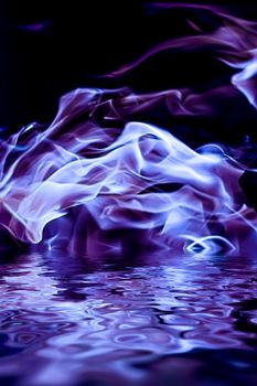 Abstract purple smoke in water as minimal background, magical backdrop and flow design