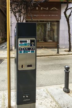 Spain, Blanes - 14.09.2017: A device for collecting money for parking (Blanes, Spain)