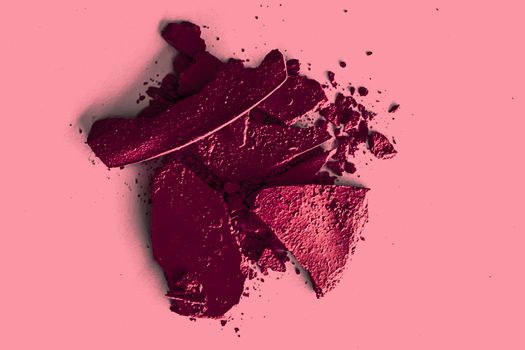 Burgundy eye shadow powder as makeup palette closeup, crushed cosmetics and beauty textures