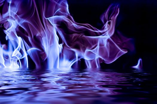 Abstract purple smoke in water as minimal background, magical backdrop and flow design