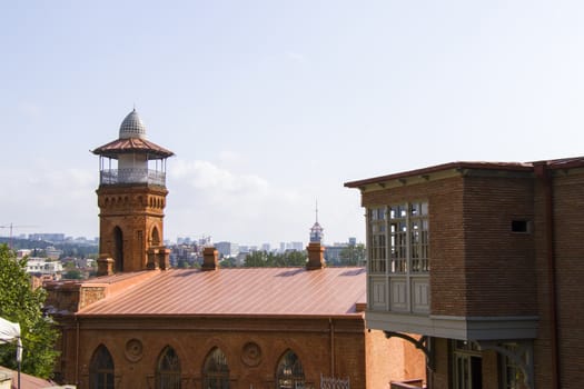 Tbilisi, Georgia - September 24, 2020: Tbilisi Botanical street, old famous houses and city view, old famous street in old town