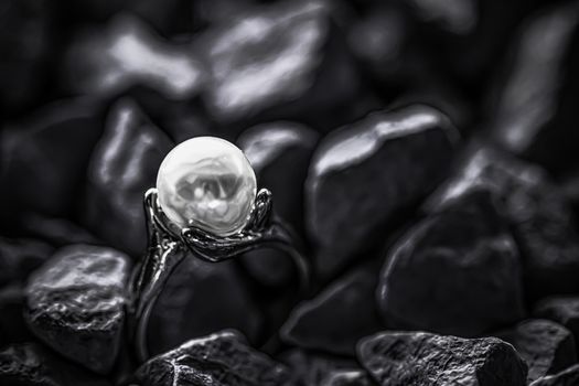 Pearl ring closeup, jewelry and accessory brands