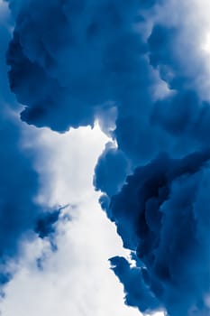 Minimalistic blue cloudy background as abstract backdrop, minimal design and artistic splashes