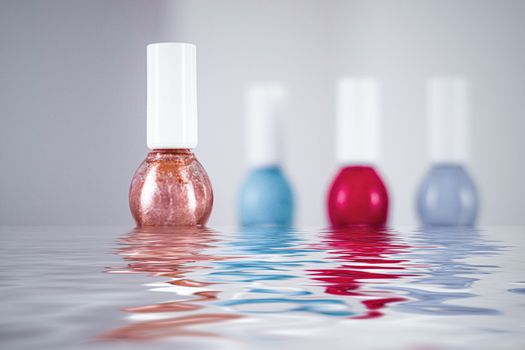 Nail polish bottles for manicure and pedicure, beauty and cosmetic products