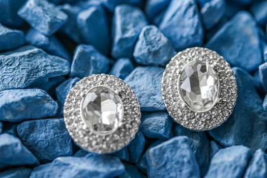 Luxury diamond earrings closeup, jewelry and fashion brands